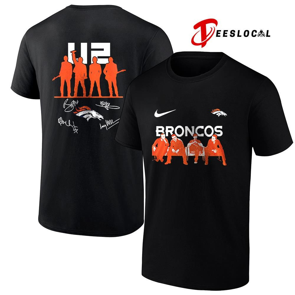 Denver Broncos x U2 band signature silhouette shirt