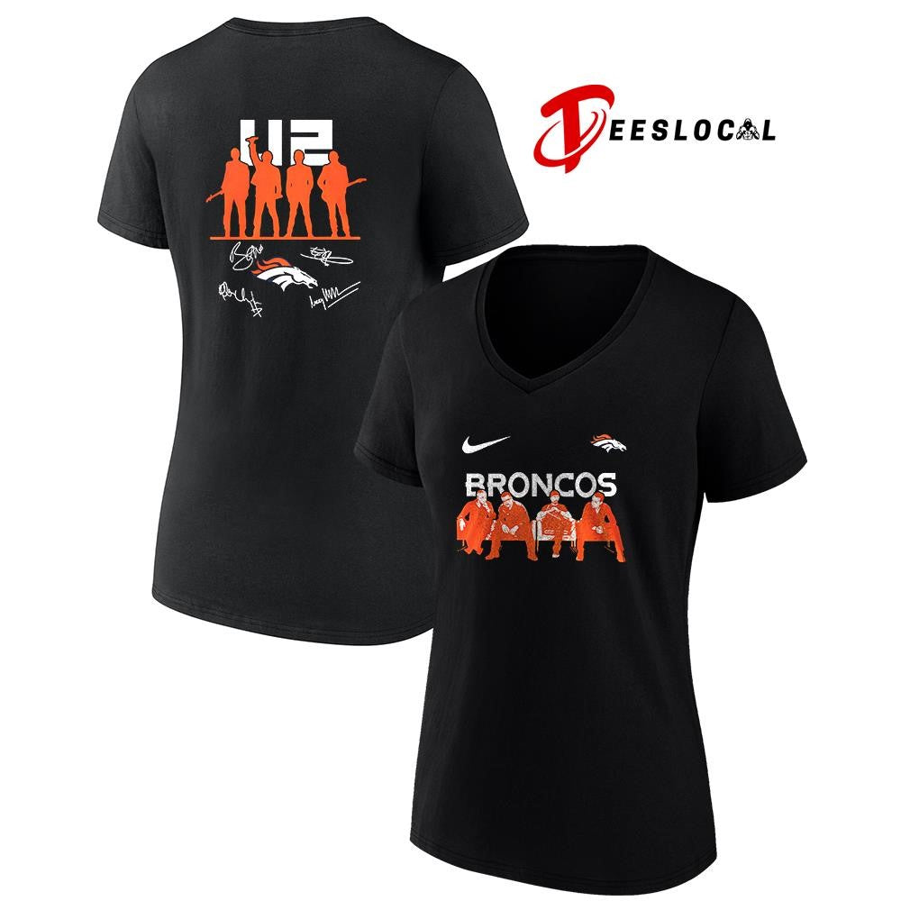 Denver Broncos x U2 band signature silhouette shirt