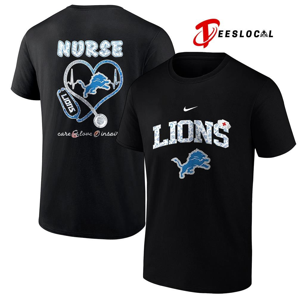 Detroit Lions x Nurse care love inspire logo shirt