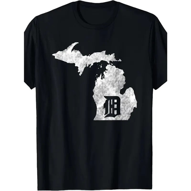 Detroit Michigan - Motor City, Midwest "D" Mitten T-Shirt Made in USA Hoodie, Sweatshirt | TeeBloomCo.com