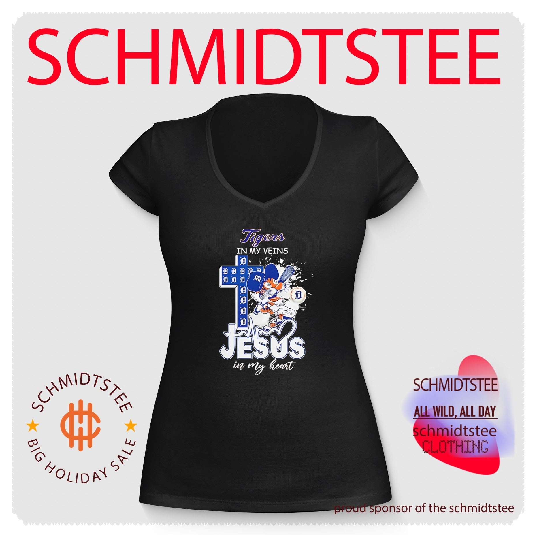 Detroit Tigers in my veins Jesus in my heart cross shirt