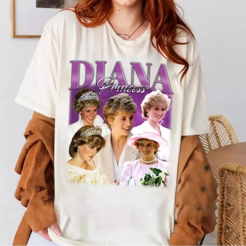 Diana Princess Trendy T-Shirt, Unisex Retro cotton Shirt Streetwear Hoodie, Sweatshirt | TeeBloomCo.com