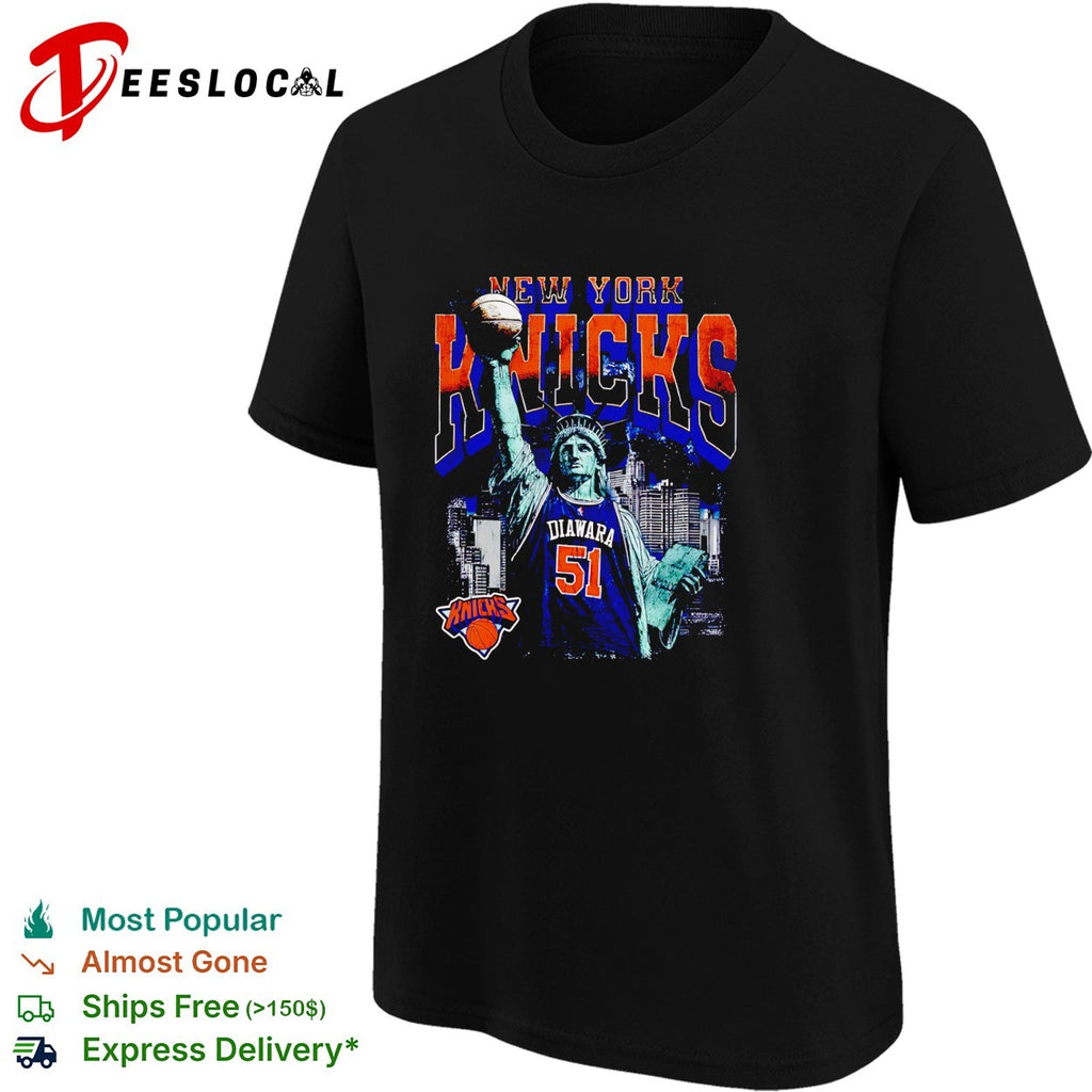Diawara 51 New York Knicks Statue of Liberty skyline basketball shirt