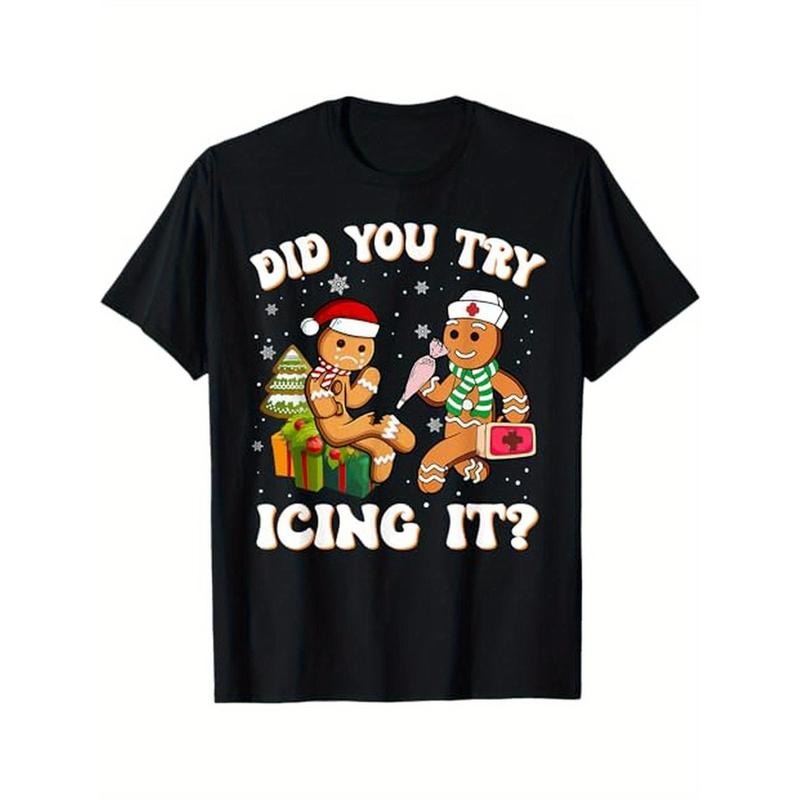 Did You Try Icing It Funny Christmas Gingerbread Nurse Squad T-Shirt, 100% Cotton, Gifts for Men Dad Husband Grandpa,...