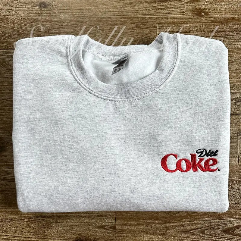 Diet Coke Sweatshirt - Unisex, Loose Fit, Embroidered, Pop Soda Cola Drink - Pullover, Fabric T-Shirts, Hoodie