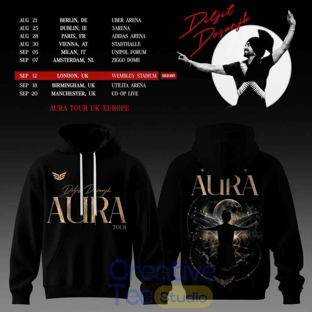 Diljit Dosanjh’s Aura World Tour 2026 Black Edition Hoodie