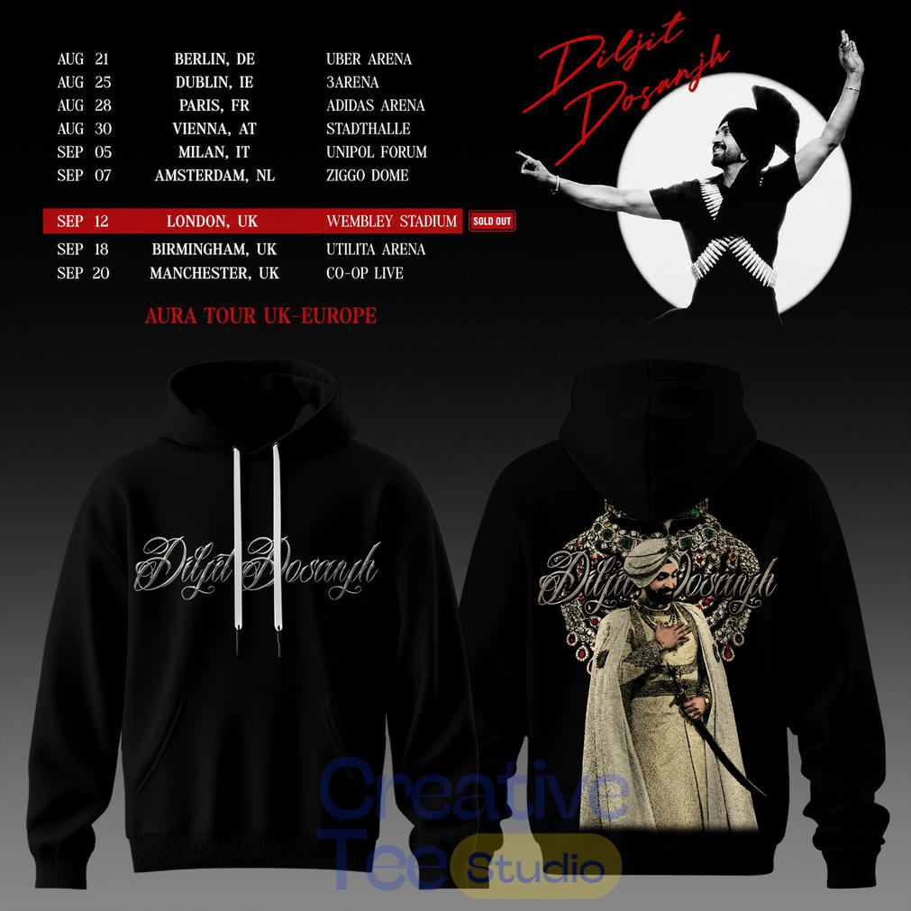 Diljit Dosanjh’s Aura World Tour 2026 Black Edition Hoodie