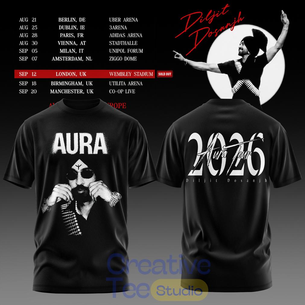 Diljit Dosanjh’s Aura World Tour 2026 Black Edition Tee