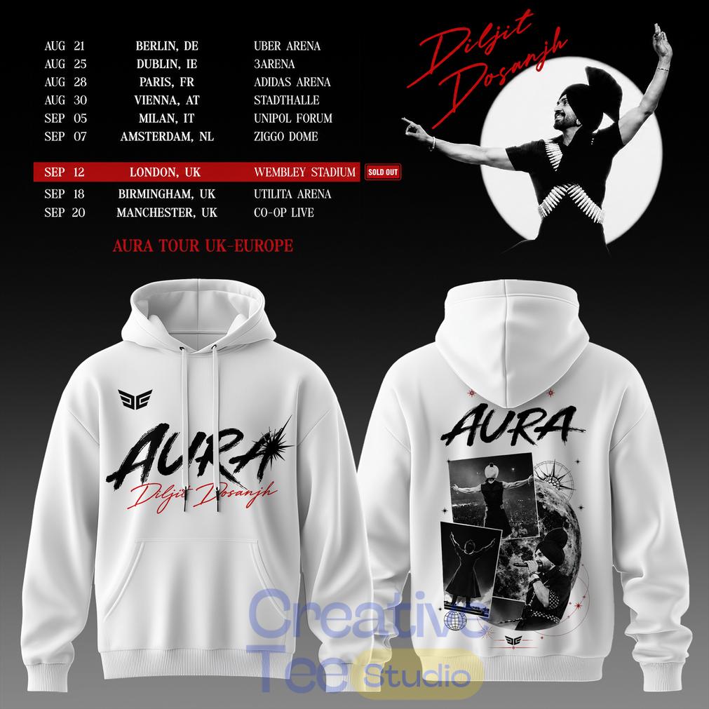 Diljit Dosanjh’s Aura World Tour 2026 White Edition Hoodie