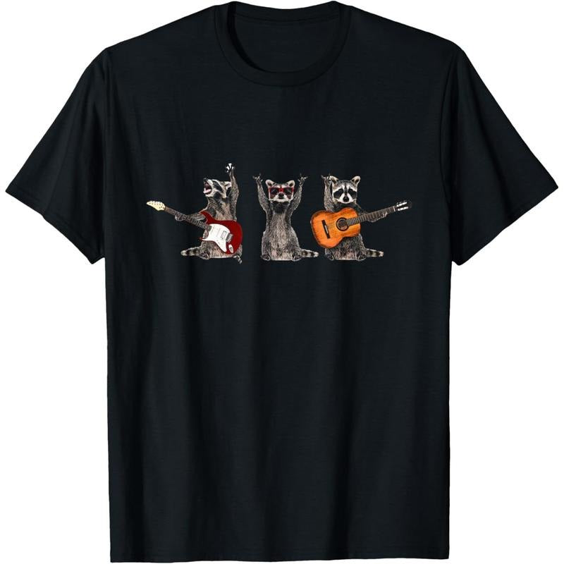 Distressed Racc And Roll 'Rock Raccoon Guitar Music Player T-Shirt made in us Hoodie, Sweatshirt | TeeBloomCo.com