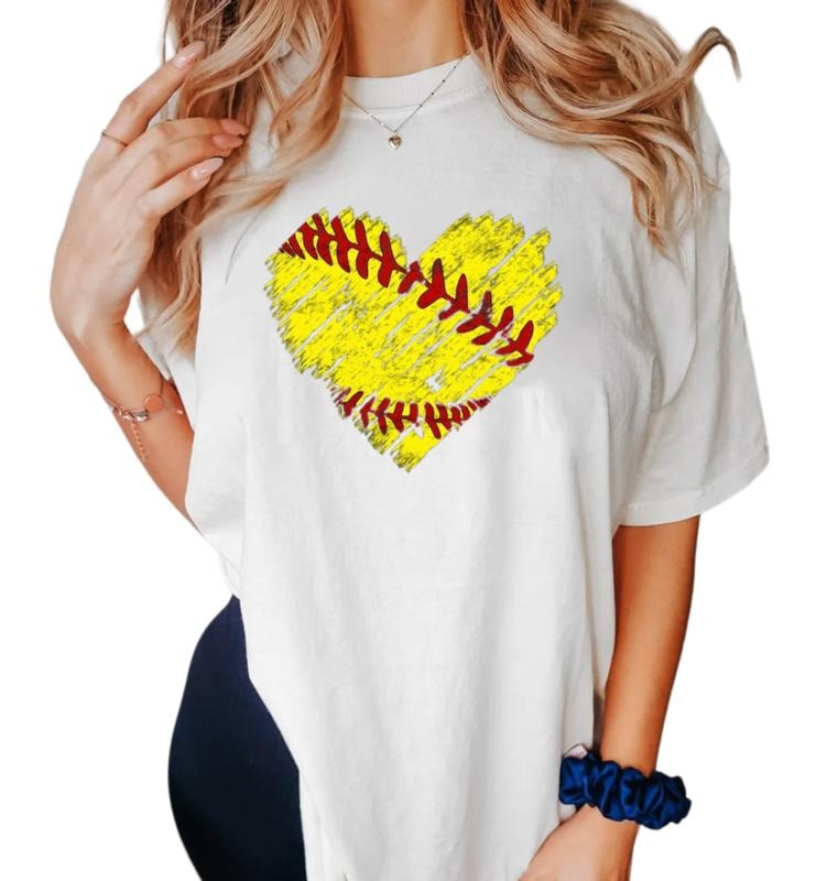 Distressed Softball Heart Shirt, Softball Gift, Softball Heart Tee, Softball Mom Shirt, Mothers Day Gift Ideas, Unisex...
