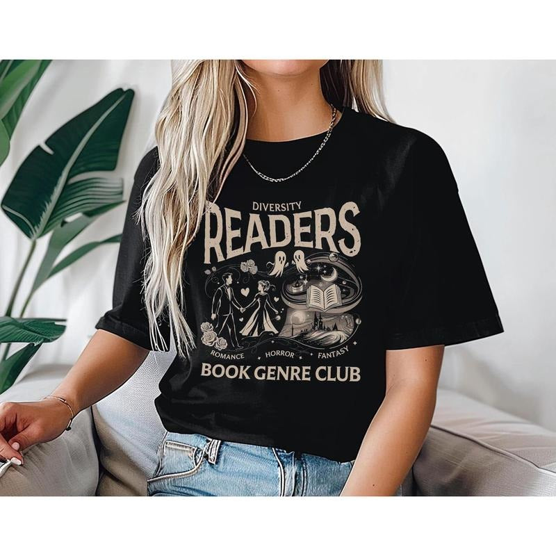 Diversity Readers Book Genre Club T-Shirt, Romance Horror Fantasy Tee, Book Lovers Shirt, Readers Book Club Tee, Fantasy...