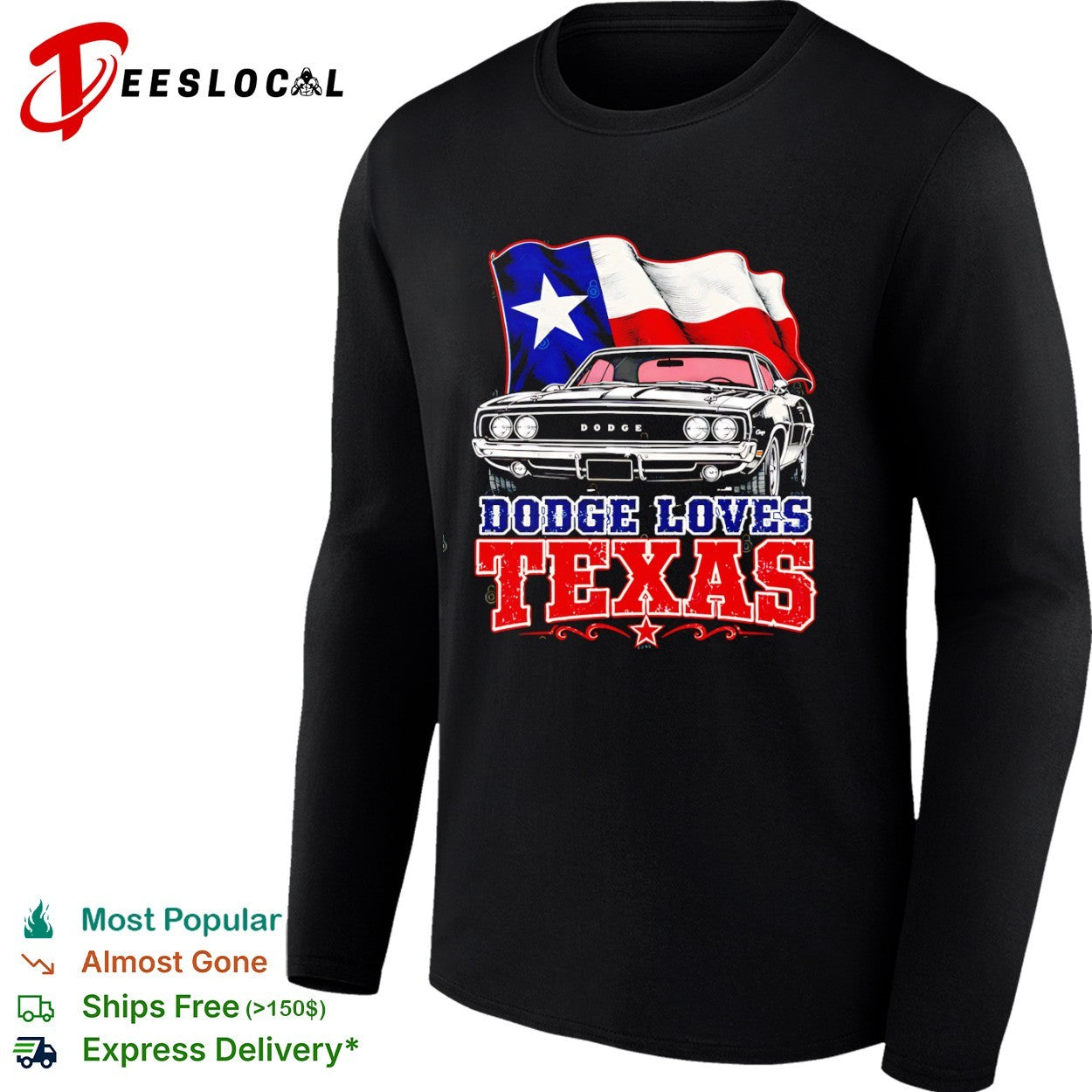 Dodge Loves Texas 1969 Charger Muscle Car Lone Star State Americana shirt