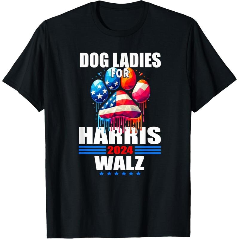 Dog Ladies For Harris Walz 2024 T-Shirt made in usa Hoodie, Sweatshirt | TeeBloomCo.com