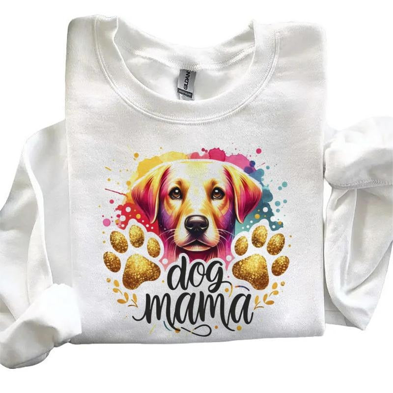 Dog Mama Sweatshirt Dog T-Shirt Sweatshirt Gold Glitter Paw Puppy Dog Lover Hoodie T-shirt Unisex | TeeBloomCo.com