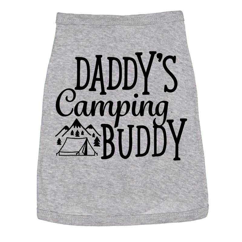 Dog Shirt Daddys Camping Buddy Cute Outdoor Clothes For Puppy Dad Joke Shirt For Dogs Funny Camping Puppy Shirt Grey...