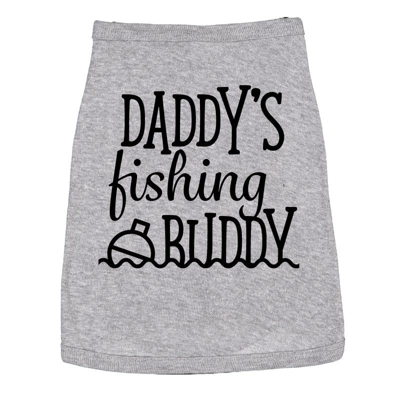 Dog Shirt Daddys Fishing Buddy Cute Clothes for Pet Puppy Dad Joke Shirt For Dogs Funny Camping Puppy Shirt Grey Hoodie,...