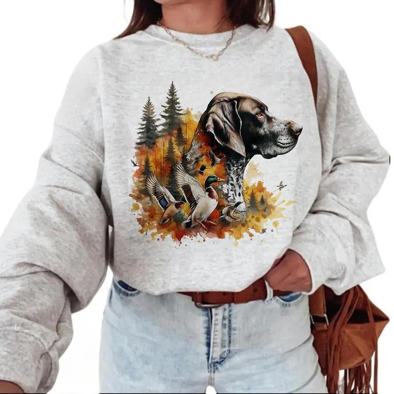 Dog and Mallard Duck Sweatshirt Hello Hunting Season T-shirt, Hoodie, Unisex for Husband, Wife, Nature Animal Lover...