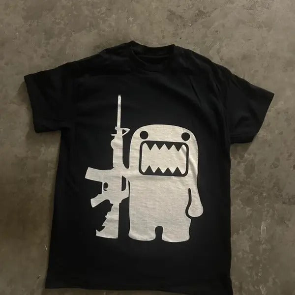 Domo Kun AK47 Gun Y2K Style T Shirt Grunge Graphic Affliction Goth Emo Skater Tapout Southpole VIntage Invader Zim Hot...