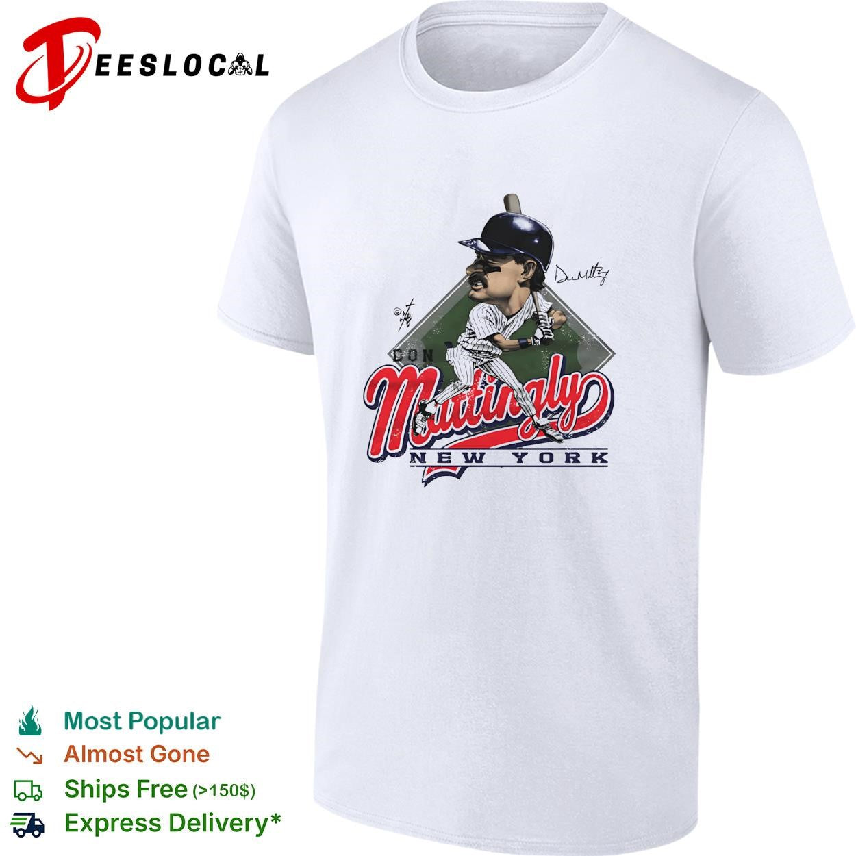 Don Mattingly New York Yankees script caricature vintage shirt