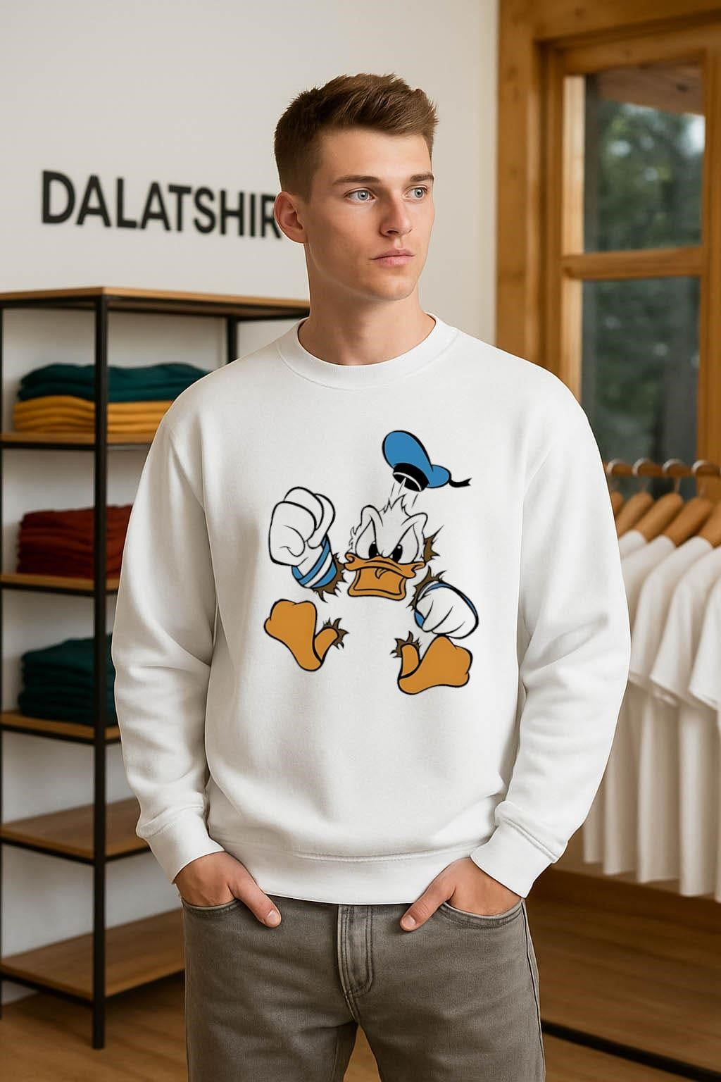 Donald Duck angry sailor punch mascot cartoon graphic shirt
