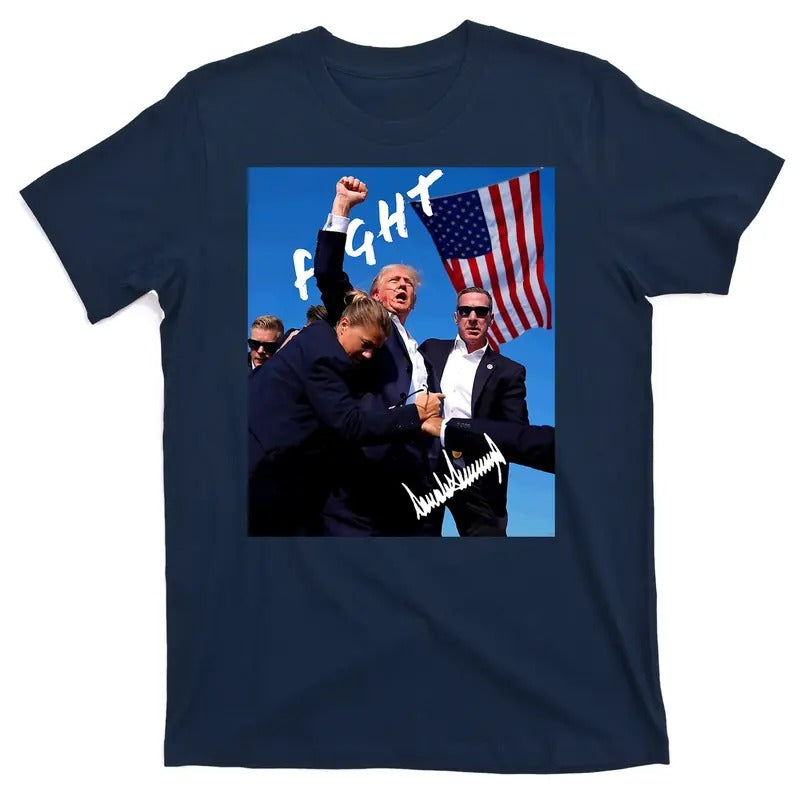 Donald Trump Signature Fight for the USA United States of America Iconic Rally T-Shirt Hoodie, Sweatshirt | TeeBloomCo.com