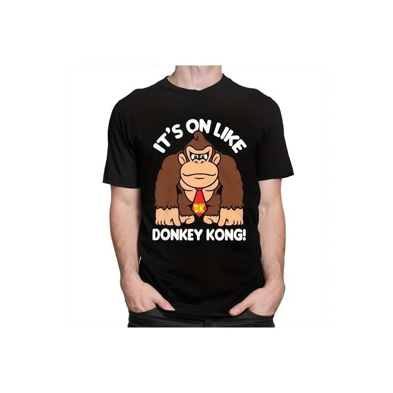 Donkey Cotton Tee Crew Neck Summer Graphic Tee Shirt Gorilla For Men Funny Men T Shirts It's On Like Kong 220g made in...
