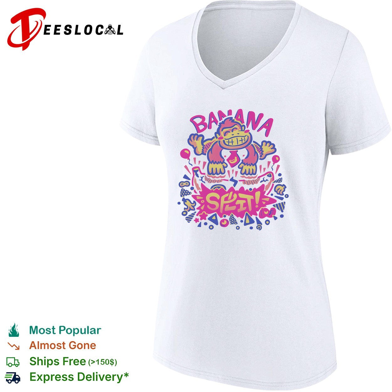 Donkey Kong Nintendo Banana Split Pop Culture Themed Retro Gaming Character shirt