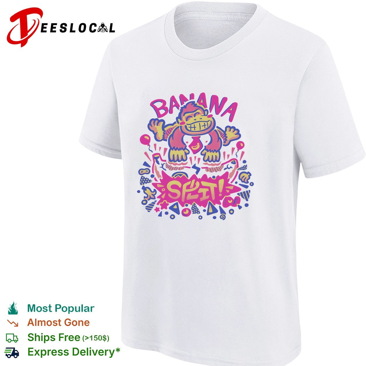 Donkey Kong Nintendo Banana Split Pop Culture Themed Retro Gaming Character shirt