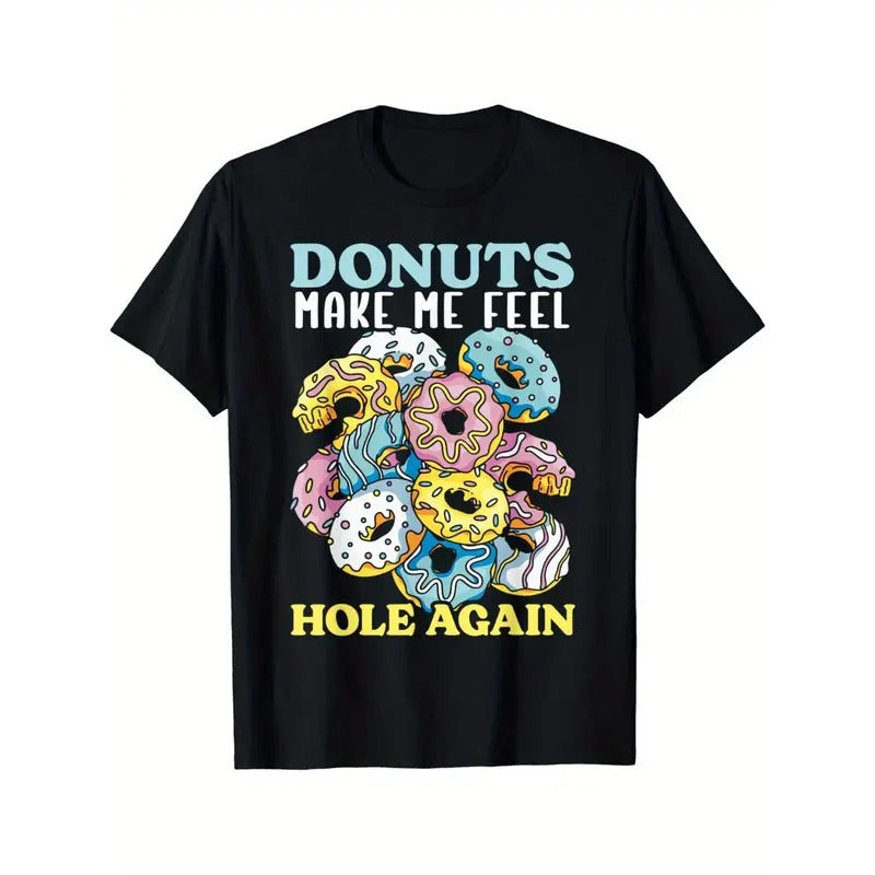 Donut Lover's Delight: Men's Cotton T-Shirt with Sweet Doughnut Print