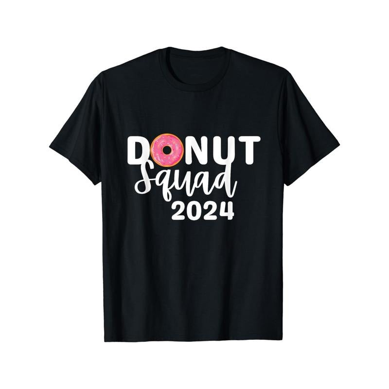 Donut Squad 2024 - Men's Cotton T-Shirt with Fun Donut Print, Casual Round Neck Tee for All Seasons made in usa Hoodie,...