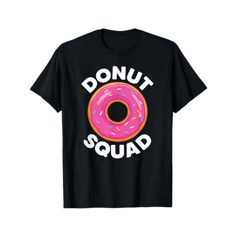 Donut Squad Graphic Tee - 100% Cotton Crew Neck T-Shirt, Casual Style, All-Season Comfort, Slight Stretch, Printed Design...