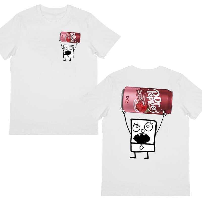 Doodlebob Dr Peppper Strawberries & Scream T- Shirt, Funny Meme Graphic Tee, Trendy Soda Lover Gifts Hoodie, Sweatshirt