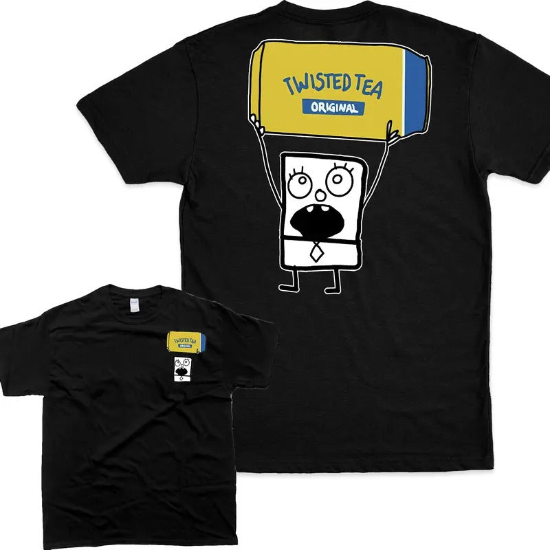 Doodlebob Twisted Tea Essential 2 Sided T-Shirt, Funny Drinking T-Shirt For Men, For Women, Menswear Soft Hoodie, Sweatshirt