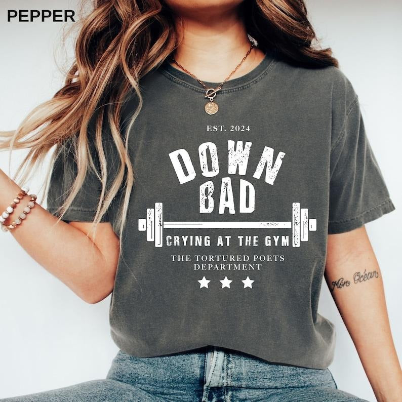Down Bad Tshirt - GYM Trend Shirt Cotton Sleeve Hoodie, Sweatshirt | TeeBloomCo.com