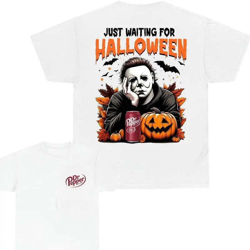 Dr Pepper Just Waiting For Halloween T-Shirt, Spooky Season Tee for Men, Halloween Trendy Shirt, Halloween Dr Pepper Cute...