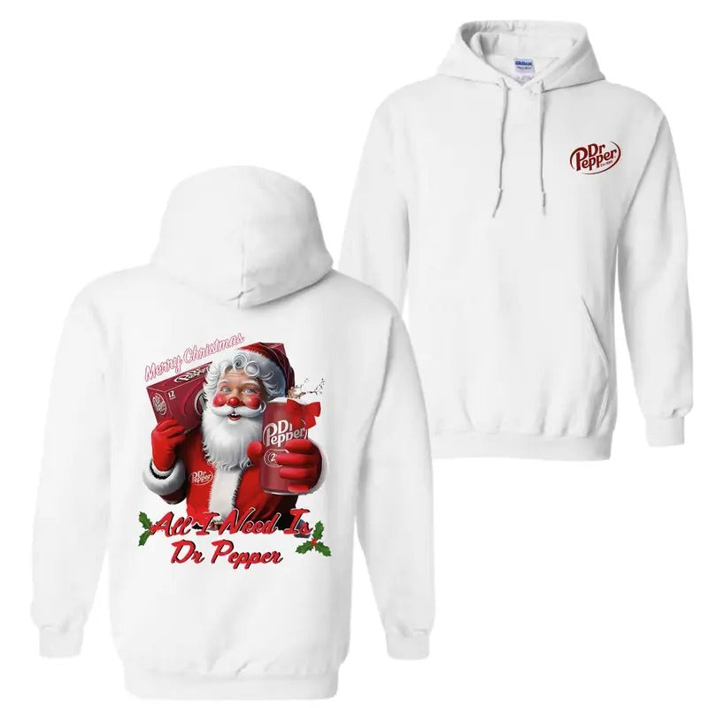 Dr Pepper Santa Christmas Hoodie T-Shirt, All I Need Is Doctor Pepper Hoodie Sweatshirt | TeeBloomCo.com