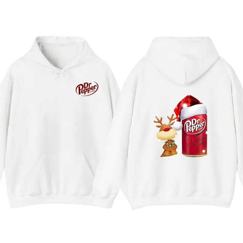 Dr Pepper Santa Christmas Reindeer Hoodie, Trendy Hoodie T-Shirt for Christmas Season Sweatshirt | TeeBloomCo.com