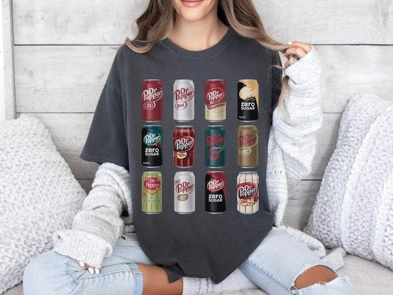 Dr Pepper Shirt Vintage Soda Can Shirt Soda Crew Neck Pop Shirt Soda Cans Crewneck Funny Shirt Trendy T-Shirt Vintage...