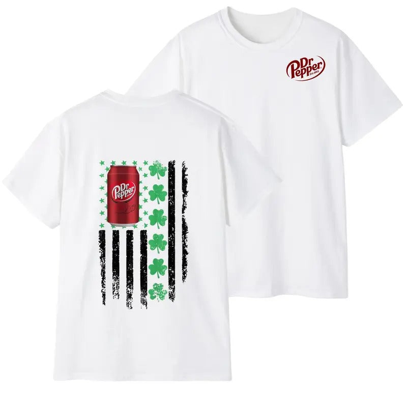 Dr. Pepper Flag With Shamrocks For St. Patrick's Day T-Shirt, Unisex Shirt Hoodie, Sweatshirt | TeeBloomCo.com