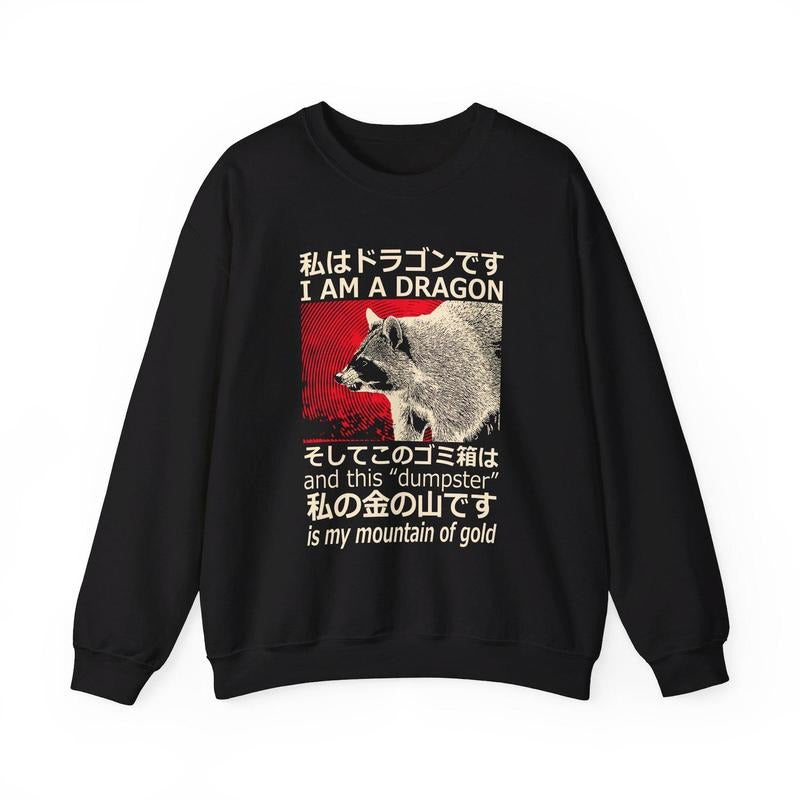 Dragon Raccoon Crewneck Sweatshirt T-Shirts, Hoodie | TeeBloomCo.com
