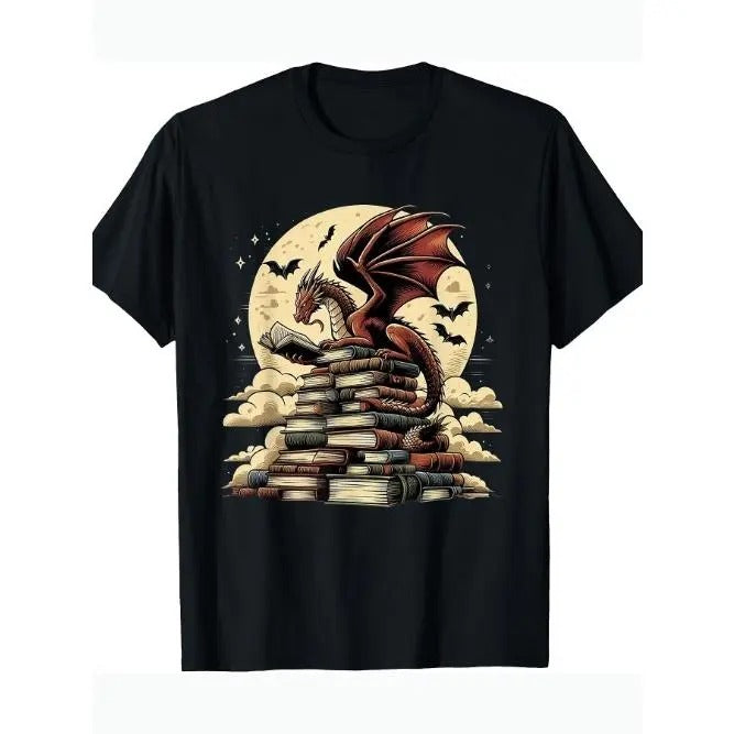 Dragon Reading A Book Dragons And Books Lover Bookworm T-Shirt Made in USA Hoodie, Sweatshirt | TeeBloomCo.com