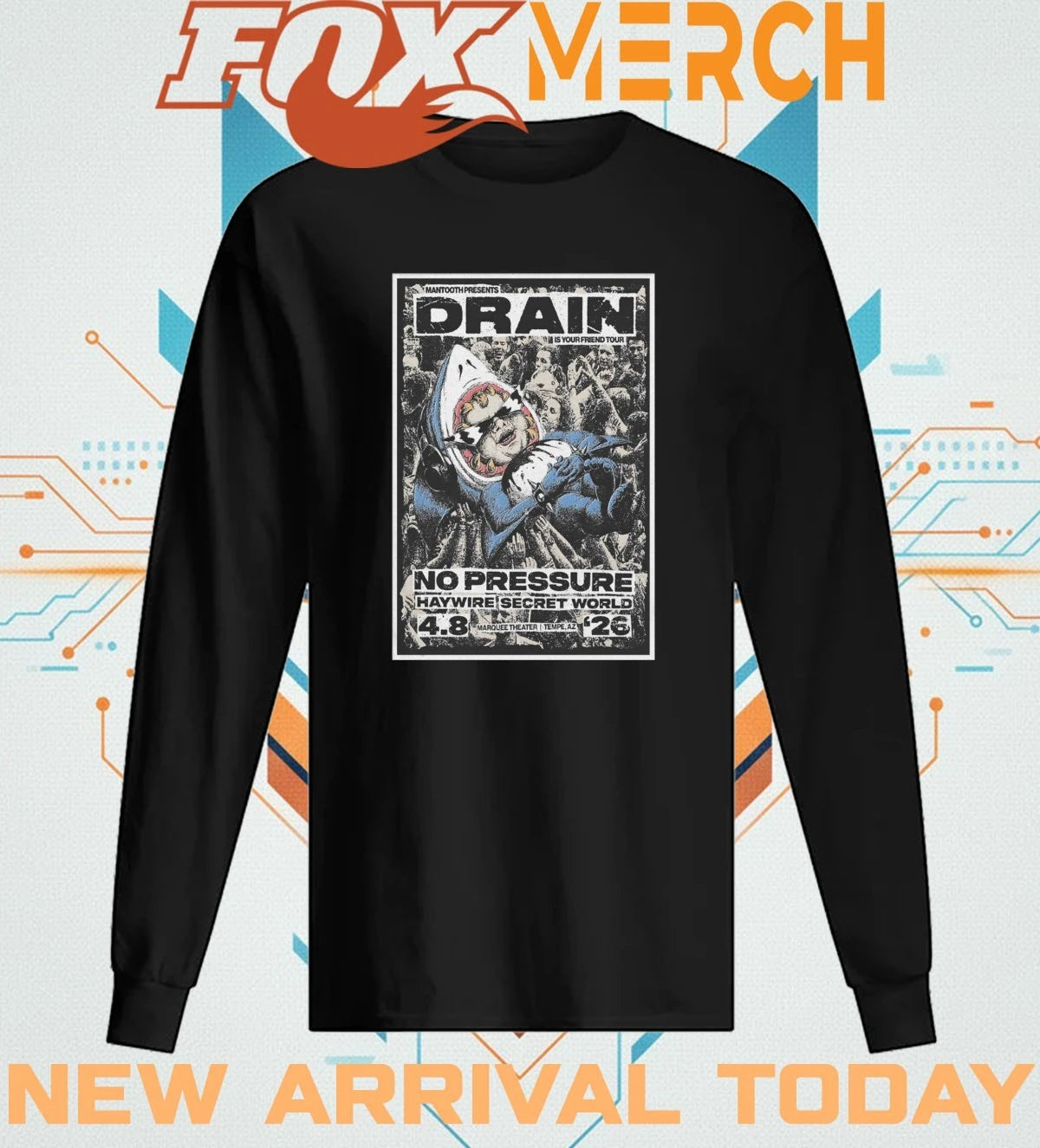 Drain Marquee Theatre In Tempe AZ apr 8 2026 poster t-shirt