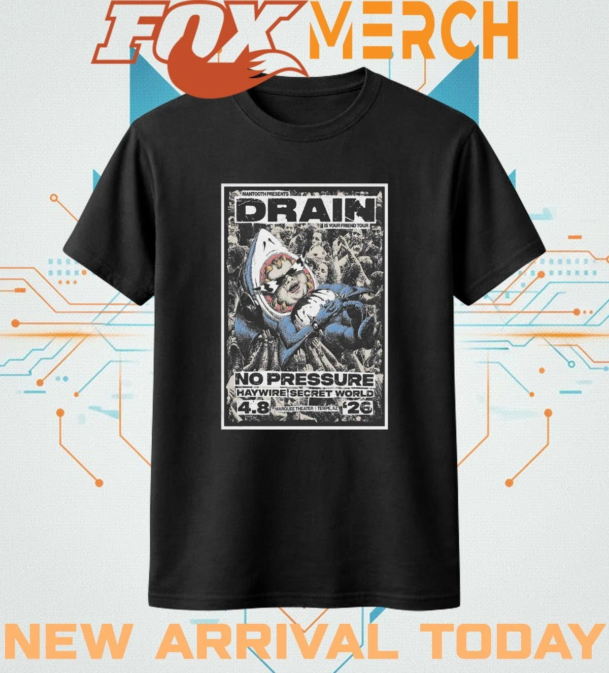 Drain Marquee Theatre In Tempe AZ apr 8 2026 poster t-shirt