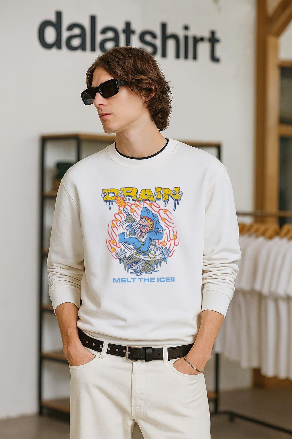 Drain Melt the Ice Shark Character Cartoon Graphic shirt