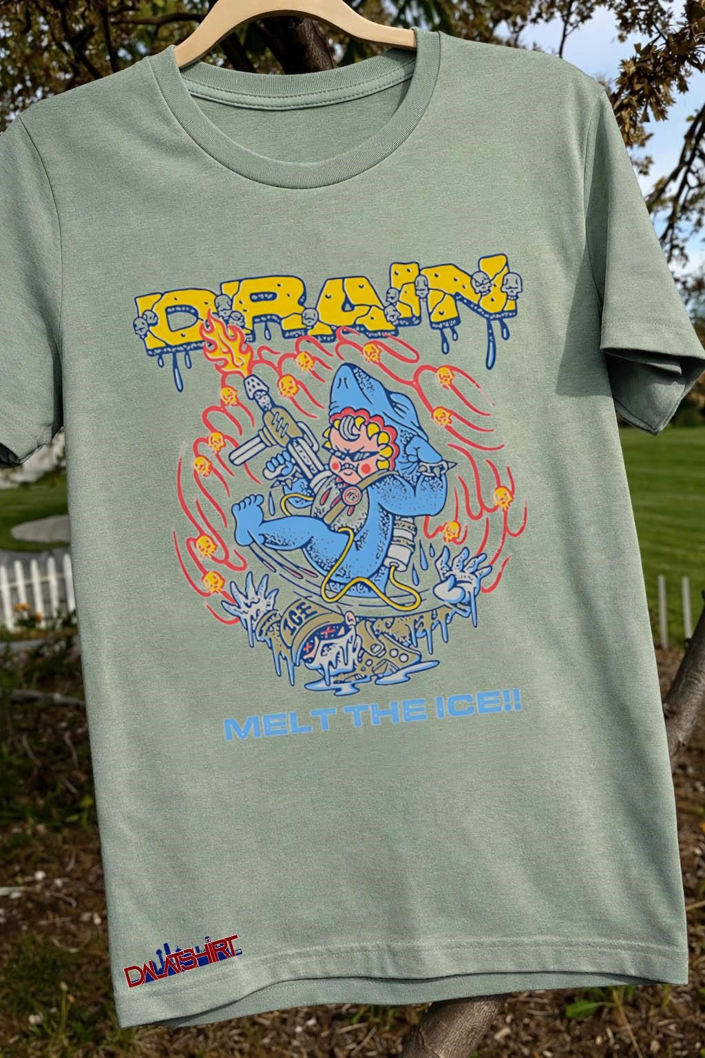 Drain Melt the Ice Shark Character Cartoon Graphic shirt