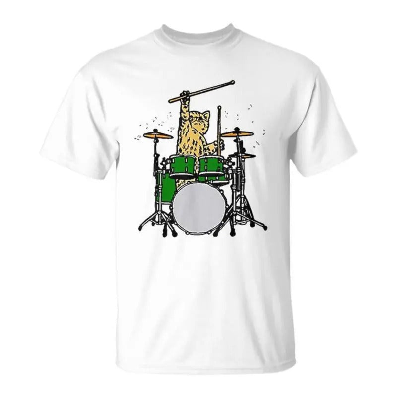 Drummer Cat Music Lover Musician Playing The Drums T-Shirt T-Shirt Hoodie, Sweatshirt | TeeBloomCo.com