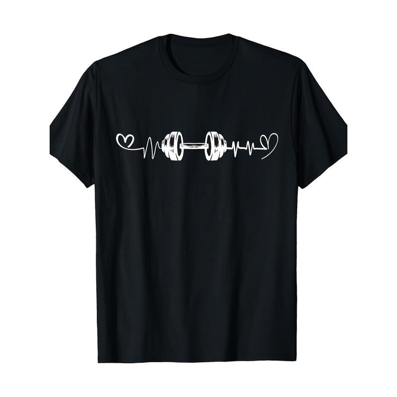 Dumbbell Pulse Fun Gym Fitness Heartbeat Fitness Vibration Men's 100% cotton T-shirt Made in USA Hoodie, Sweatshirt