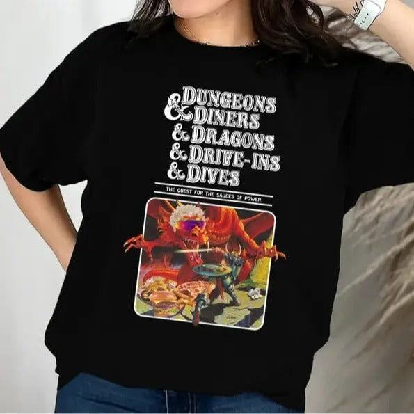 Dungeons And Diners And Dragons And Drive-Ins And Dives T-Shirt Sweatshirt Hoodie, Dragons Playing Houses And Humans...