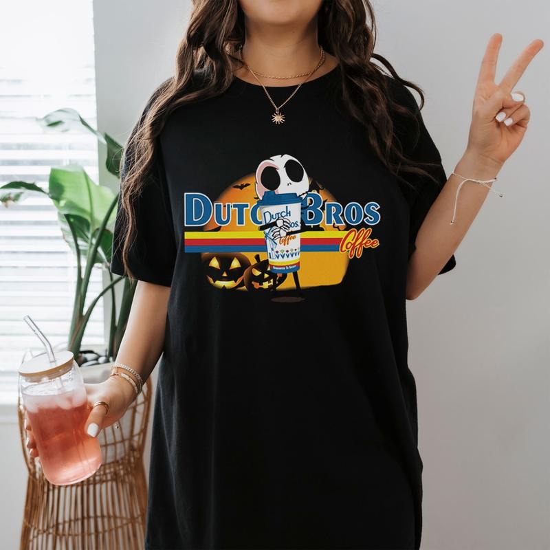 Dutch Bros Coffee Tee Jack Skellington Hug Coffee Horror Halloween Shirt Hoodie, Sweatshirt | TeeBloomCo.com
